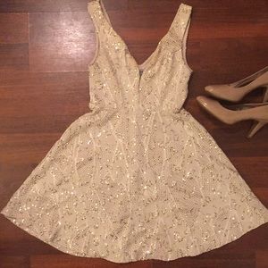 Sequin Cream Cocktail Dress 🎉